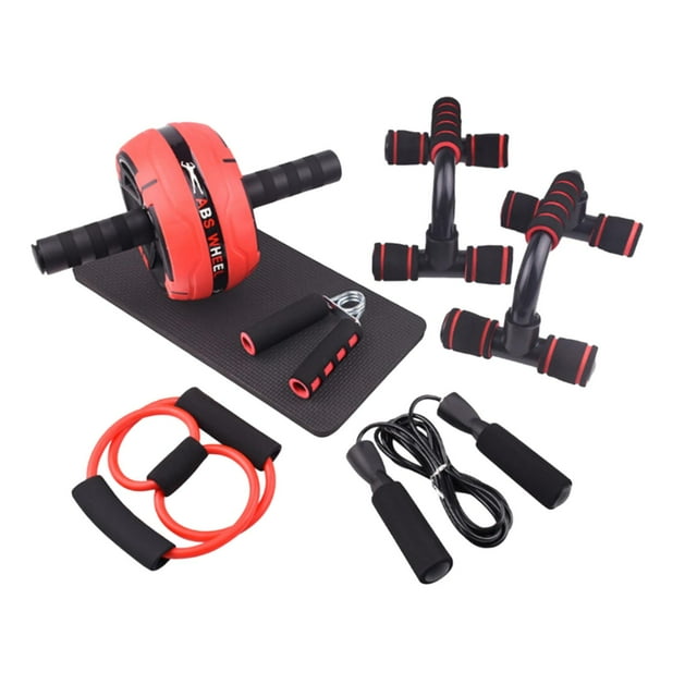Máquina Ab Sunnimix rodillera para construcción muscular rueda Abdominal gimnasio en casa agarre Rojo