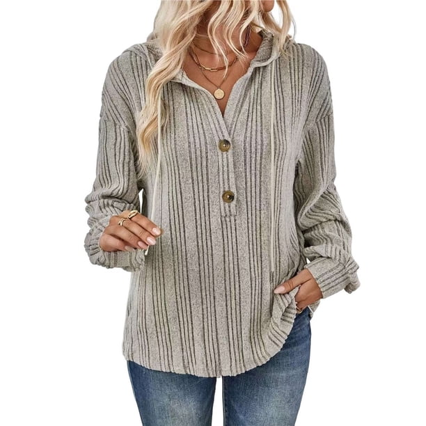 Sudadera con Capucha Extragrande de Otoño para Mujer, con Cuello en V y Larga. Albaricoque XL