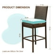 thumbnail image 4 of Porch Balcony Bar Stools 30'' Bar Height Outdoor Patio Funiture  Modern Seat with Blue Cushions, Set of 2 Chairs, Brown Wicker, 4 of 7