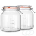 thumbnail image 1 of Frasco de vidrio Qianfenie, paquete de 2 unidades, 2.35 L (79 oz) con tapa de boca ancha, 1 of 6