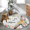 thumbnail image 3 of Easter Plaid Round Area Rug 3.3Ft Washable Circle Rugs for Dining Room Table, Spring Watercolor Bunny Flower Grey Checkered Non-Slip Carpet Floor Mats Indoor Outdoor Carpet Runner Home Decor, 3 of 8
