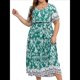 thumbnail image 2 of Vestido de Verano Holgado Informal de Corta con Corte A y Corte en A para Mujer, Talla Grande Verde XXXL, 2 of 8