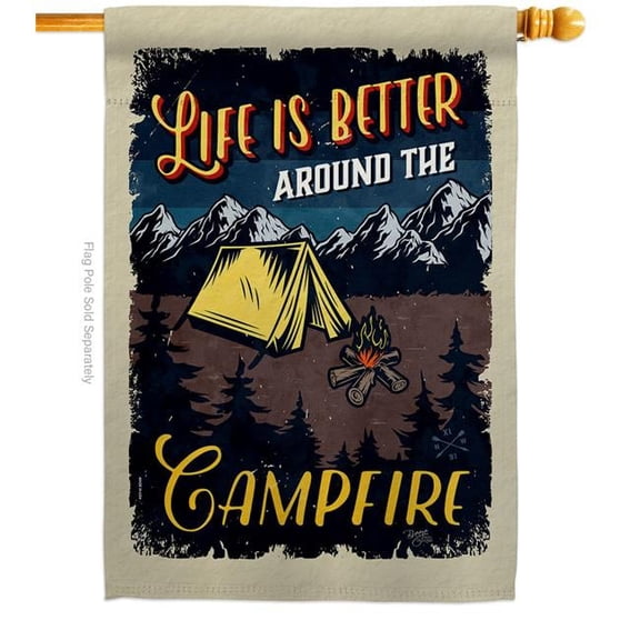 Breeze Decor H109079-BO Better Campfire Outdoor Camping 28 x 40 in. Double-Sided Decorative Vertical House Flags for Decoration Banner Garden Yard Gift