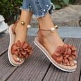 thumbnail image 5 of Woven Sandals For Women Open Toe Slip On Floral Beach Vacation Shoes Comfortable Casual Stylish Footwear (9.5, Brown), 5 of 7
