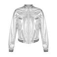 thumbnail image 4 of Ocealan Kids Girls Shiny Metallic Tracksuits Jacket with Pants Set Hip Hop Street Dance Performance Silver 12, 4 of 7