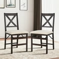 thumbnail image 4 of AFO Foldable Solid Wood Cross-Back Dining Chairs Set of 2, Beige, 4 of 7