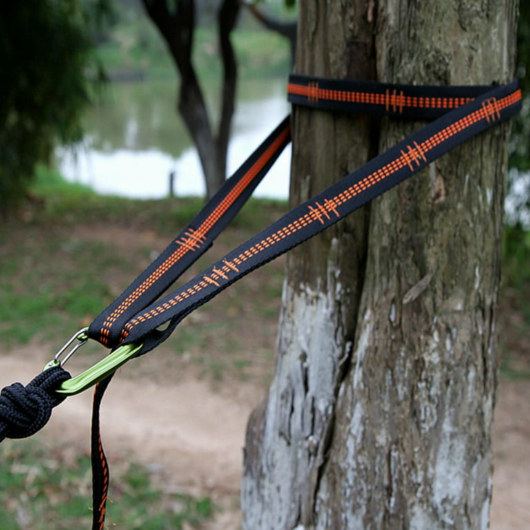 4X Outdoor Hammock Tree Straps Tree Tie Rope High Load- Nylon Webbing Rock Climbing  Flat Belt Cover Orange 