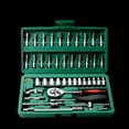 thumbnail image 2 of Juego de herramientas de reparación de automóviles de 46 piezas, llave de tubo para mantenimiento de automóviles, combinación de herramientas, caja verde, 2 of 11