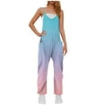 thumbnail image 2 of Sakmal Sleeveless One Piece Jumpsuits for Women Plus Size Blue Workout Overalls Straight Leg Long Gradient V Neck Pants with Pockets, 2 of 7