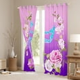 thumbnail image 3 of Manfei Ballet Dancer Slihouette Curtains and Drapes,Chic Flower Floral Black Out Curtains,Pink Purple Curtains Pack of 2 (52x63 Each) For Girls Kids,Ultra Soft Home Decor, 3 of 6