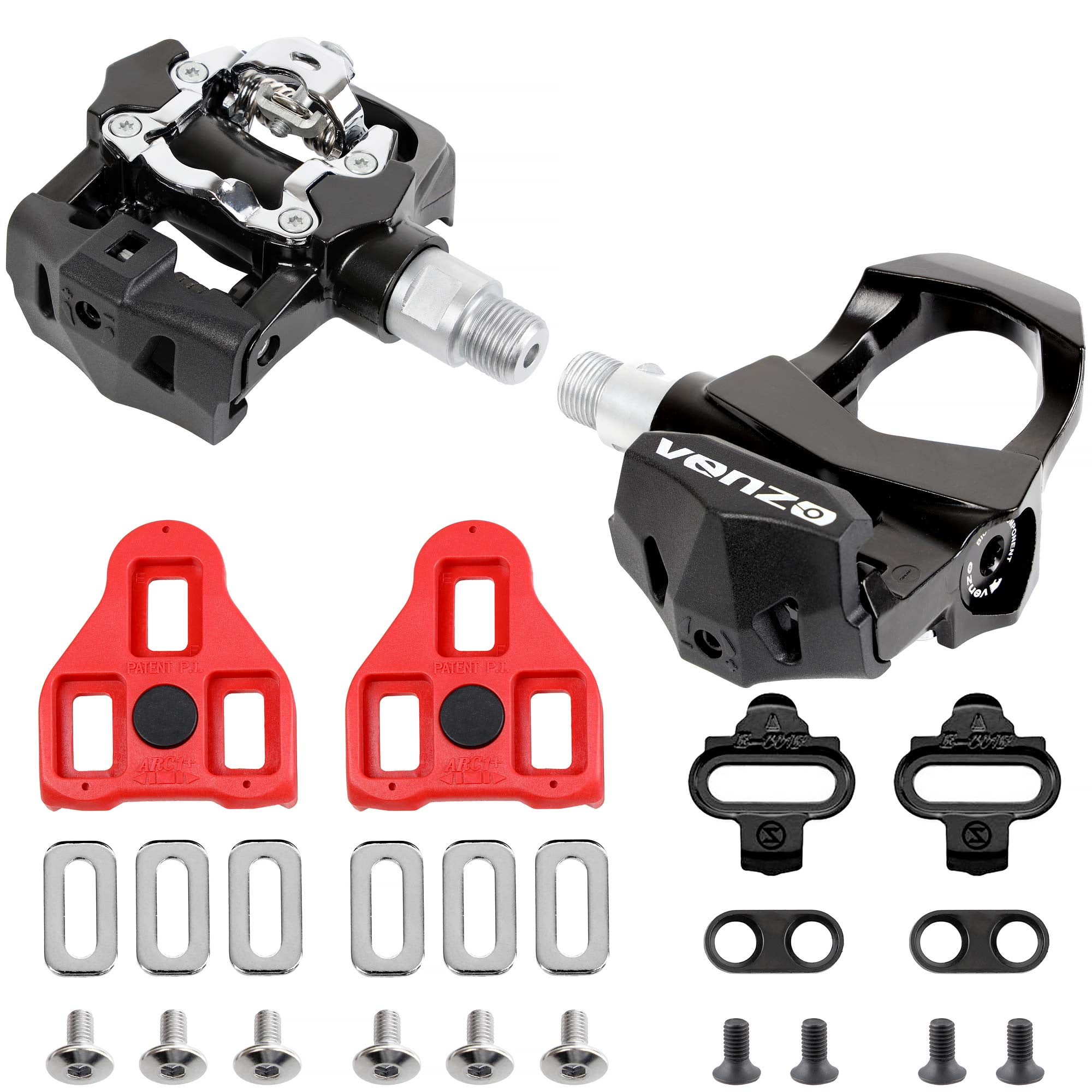 VENZO Multi-Use Shimano SPD Compatible MTB Bike Sealed Pedals 9/16" With Cleats 