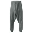 thumbnail image 4 of HUANBAI Men Casual Summer Loose Drawstring Mid Waist Yoga Harem Pants With Pockets, 4 of 8