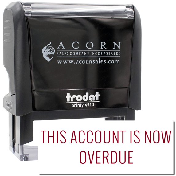 Large Self-Inking This Account is now Overdue Stamp, Trodat Printy 4913, Press and Print Stamping, Impression Size 7/8" x 2-1/4", Up to 10,000 Impressions - Burgundy Ink