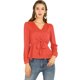 thumbnail image 1 of Allegra K Blusa Top Manga Larga Cuello En V Lazo Delantero Color Sólido Para Mujeres Naranja L, 1 of 6
