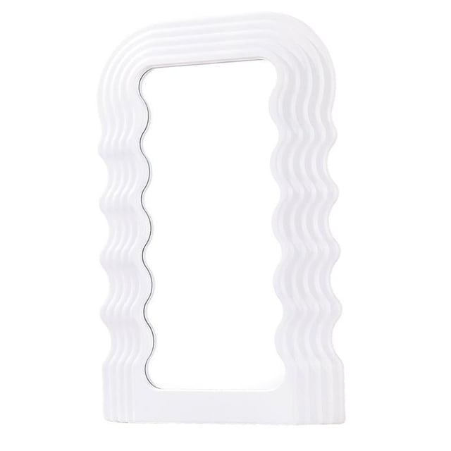 Marco De Patrón De Onda De Espejo De Maquillaje De Espejo De Pared Colgante Para Dormitorio Blanco Sunnimix Espejo de maquillaje de mesa
