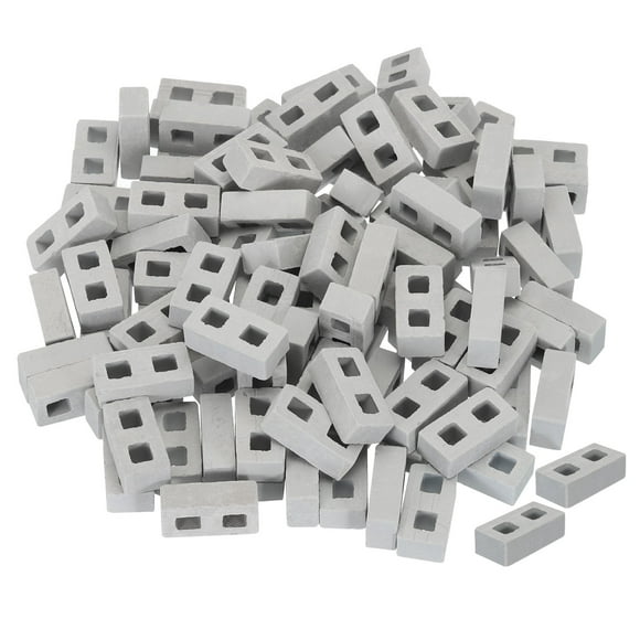 Unique Bargains Miniature Bricks Clay Mini Wall Brick for Model Building Grey Pack of 100 Scale 1/12 29x14x9.5mm/1.14x0.55x0.37'