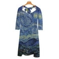 thumbnail image 6 of Van Gogh Starry Night Women's Fall Dresses Casual Loose Flowy Swing Shift Dress, 6 of 9