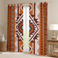 thumbnail image 2 of Manfei Tribal Geometric Aztec Kitchen Curtains, Southwest Bohemian Black Out Curtains Pack of 2 (42x63 Each), Terracotta and Turquoise, 2 of 6
