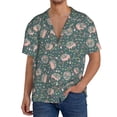 thumbnail image 3 of Naloa Hedgehogs and Flowers Men's Loose Fit Cuban Collar Short-Sleeve Shirt with Button-down and Chest Pocket for Everyday Wear Outings - Large, 3 of 7