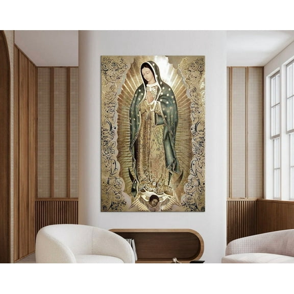 Luvia Our Lady Of Guadalupe Canvas Print Virgin Mary Of Guadalupe Print Modern Religious Art Christian Wall Decor Spiritual Canvas, 8x10 UNFRAMED