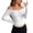 D-White242, variant on DHFJKG Womens Off The Shoulder Long Sleeve T Shirts Lace Trim Fitted Crop Tops For Women