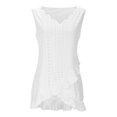 thumbnail image 3 of Womens Sleeveless Floral Lace Trim V Neck Tank Tops Casual Loose Fit Asymmetric hem Blouse Tops, 3 of 5