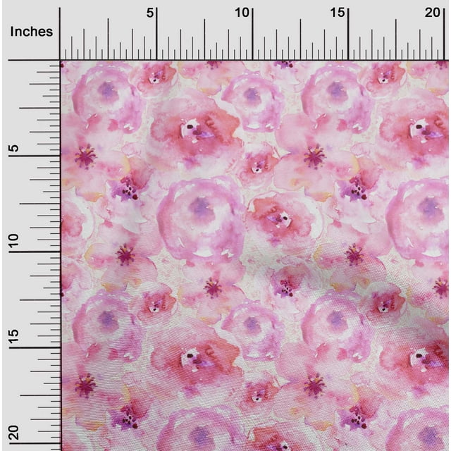 oneOone Tissu Polyester Lycra Imprimé Floral Aquarelle 56 Pouces de Large