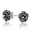 Silver, variant on Womens Retro Vintage Floral Black Rose Stud Earrings Oxidized Sterling Silver 8MM