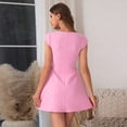 thumbnail image 6 of Women's Square Neck Cap Sleeve Fully Lined Mini Dress Zipper A Line Party Club Dresses, Mother of The Bride Dresses, Formal Wedding Guest Dress(Pink,XS), 6 of 6