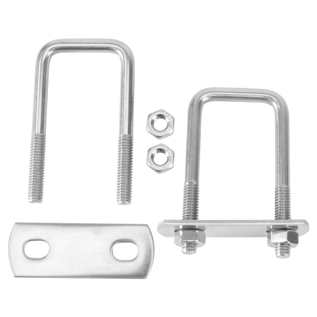 2Pcs Stainless Steel Right-angle Bolts U-shaped Square Clamp Screw Damper Silver (M6x25x62)