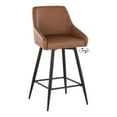 thumbnail image 4 of Hannah 26" Fixed-Height Counter Stool Set of 2 with Backs, Counter Height Chairs, Counter Height Stools Swivel, Swivel Counter Stools For Kitchen Island (Camel Faux Leather), 4 of 6