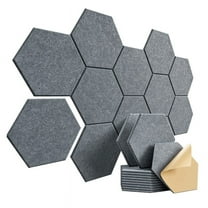 12Pcs -Adhesive Sound Proof Foam Acoustic Panels,12X10X0.4In Hexagonal,Reduce Noise and Echoes,Drak Gray