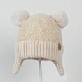 thumbnail image 2 of Girls Winter Hat Knitted Beanie Hat with Double Pom Ear Flaps Cap Winter Windproof Hat for Girls, 2 of 3