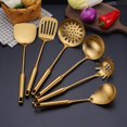 thumbnail image 4 of HAHDAXIA Gold Kitchen Utensils Set, 8 PCS 304 Stainless Steel All Metal Cooking Tools - Spatula, Soup Ladle, Skimmer, Slotted Spatula, Spaghetti Server, Large Spoon, Soup Ladle Colander Set f, 4 of 7
