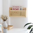 thumbnail image 4 of Wooden Magazine Wall Rack With Rattan File Holder Hanging File Rattan Bookcase Wooden Mail Organize, 4 of 5
