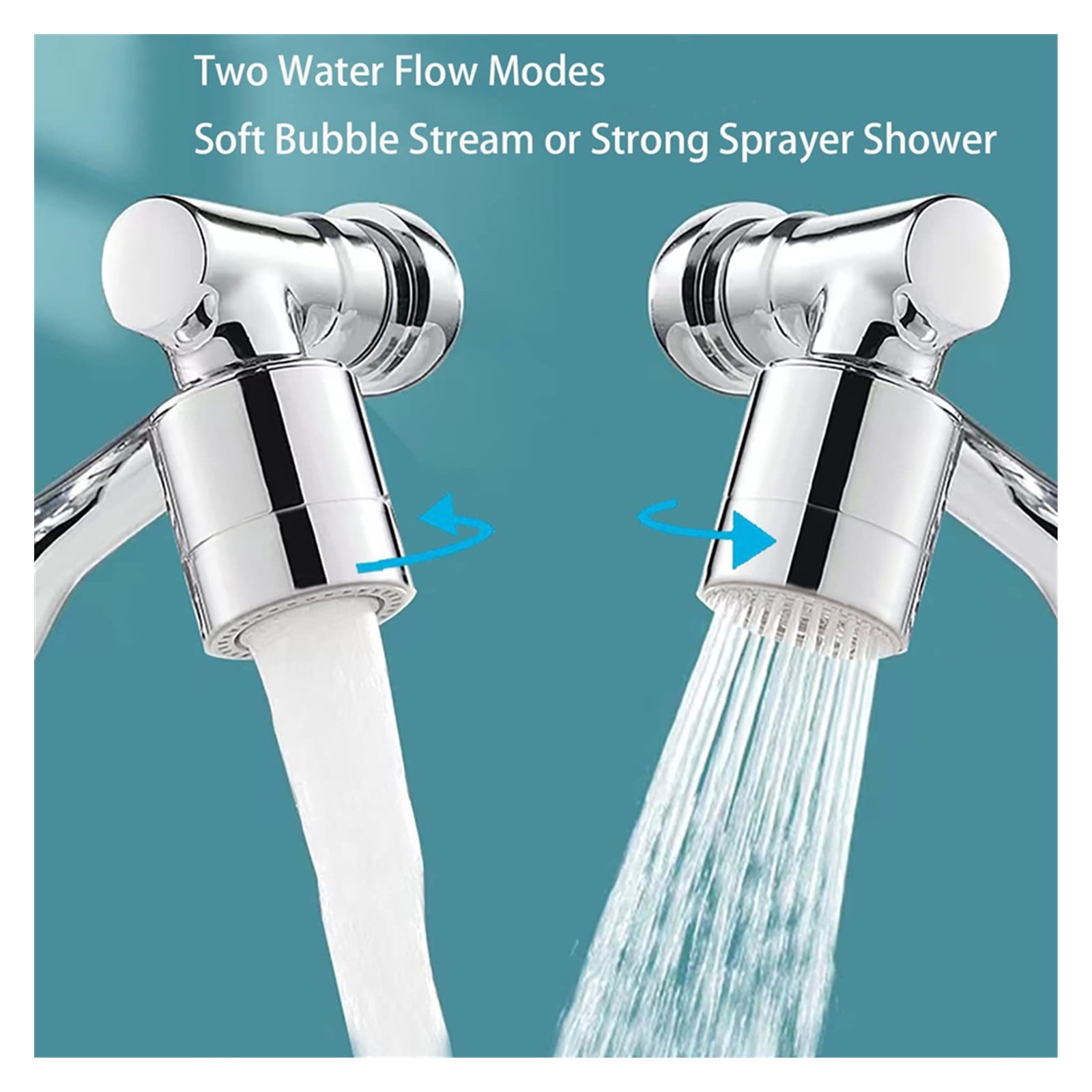 Universal 1080° Rotation Extender Faucet Aerator Plastic Splash Filter For Kitchen Washbasin Faucets Bubbler Nozzle Robotic Arm ,Water Saving