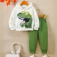 thumbnail image 5 of oqasdz Boys Sweatsuit Dinosaur Print Hooded Sweatshirt and Jogger Pants Warm Lined Casual Athletic Sports Play Outfit for Kids and Toddler, 5 of 7