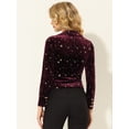 thumbnail image 3 of Allegra K Chaqueta De Traje De Oficina De Negocios Con Solapa Y 1 Botón De Terciopelo Para Mujer Burdeos-estrella XS, 3 of 6