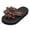 Brown, variant on Women's Lightweight Floral Flip Flops Elegant Appliques Platform Beach Sandals Summer Slip On Flats Dress Slide Shoes Brown Size9.5