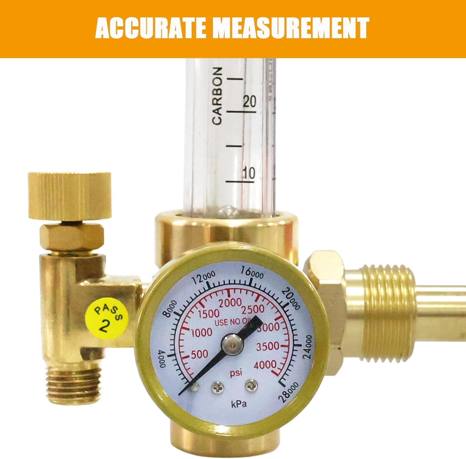 Argon CO2 Flow Meter Gas Regulator Gauge with 6.6Ft Gas Hose for MIG Welding TIG welder