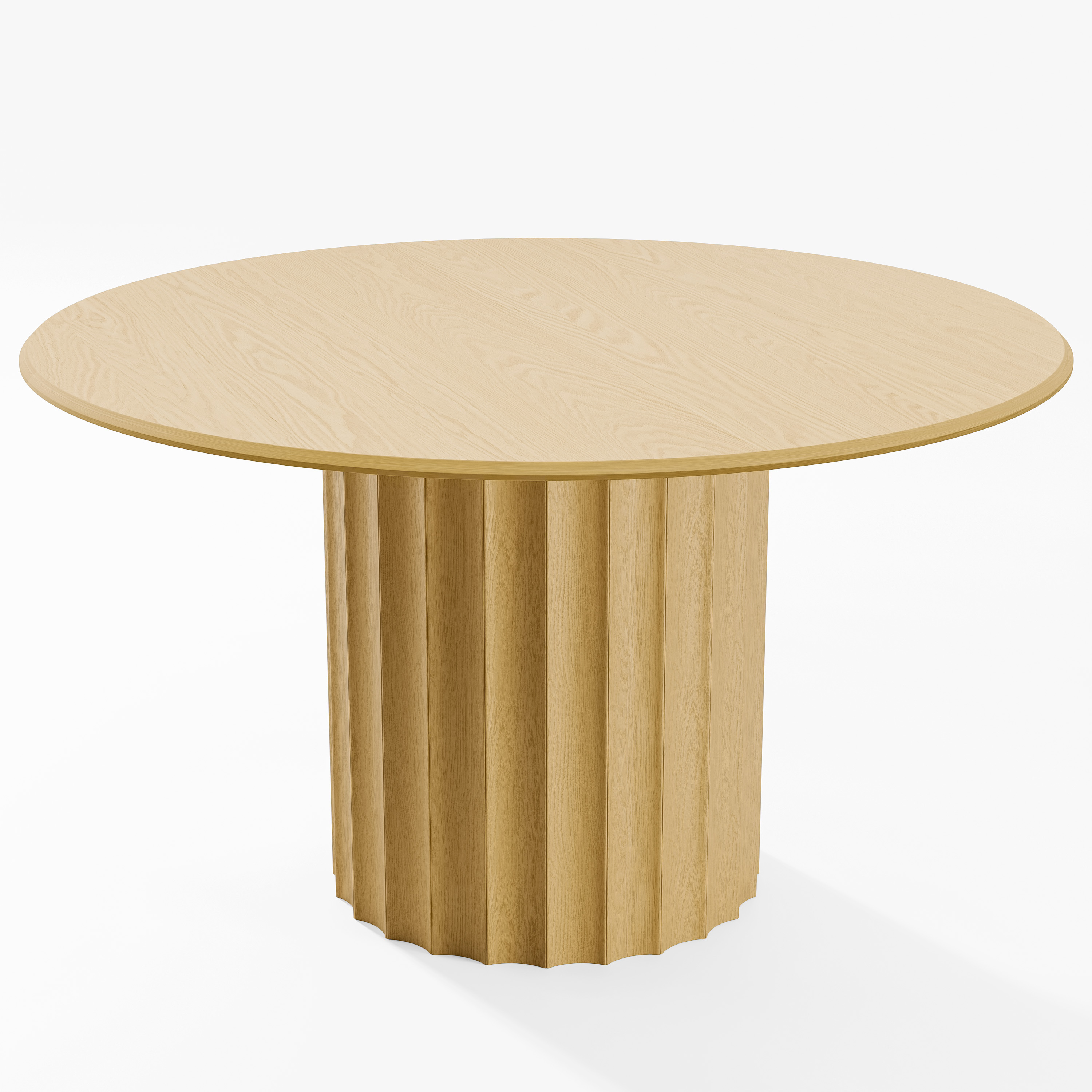 52 in. Soild Wood Natural Oak Dining Table Round Kitchen Table