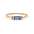 thumbnail image 2 of Yellow Gold Natural London Blue Topaz Ring, Baguette Engagement Ring Dainty Ring, Minimalist Ring, For Women Daily Wear Ring, 2 of 3