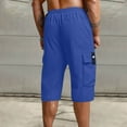 thumbnail image 4 of BRDFRL Men's Below Knee Long Shorts Cargo Capri Lightweight Hiking 3/4 Multi Pockets Royal Blue 3XL, 4 of 4
