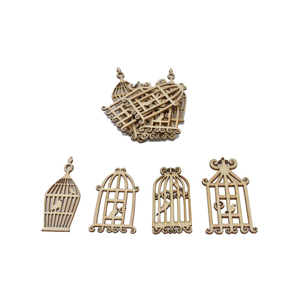 20-Piece Natural Laser Cut Assorted Wood Vintage Keys