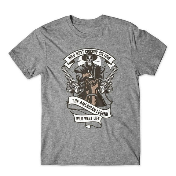 Mighty Circus Wild West Cowboy T-Shirt 100% Cotton Premium Tee NEW - Gray, Extra Large