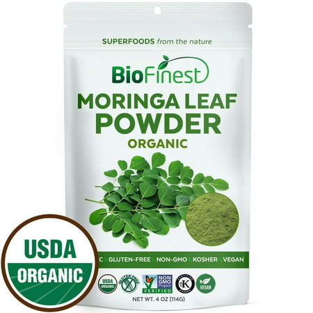 Biofinest Moringa Leaf Powder - 100% Pure Freeze-Dried Antioxidants Superfood - USDA Organic Vegan Raw Non-GMO - Boost Digestion Immune System - For Smoothie Beverage Blend (4 oz Resealable