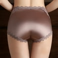 thumbnail image 4 of Women Panties Women's Lace Underwear Mid-Waisted Ice Silk Full Cover Underwear Soft Satin High Waisted Panties Lightweight Breathable Underpant Briefs Underwear for Women Coffee XL, 4 of 5