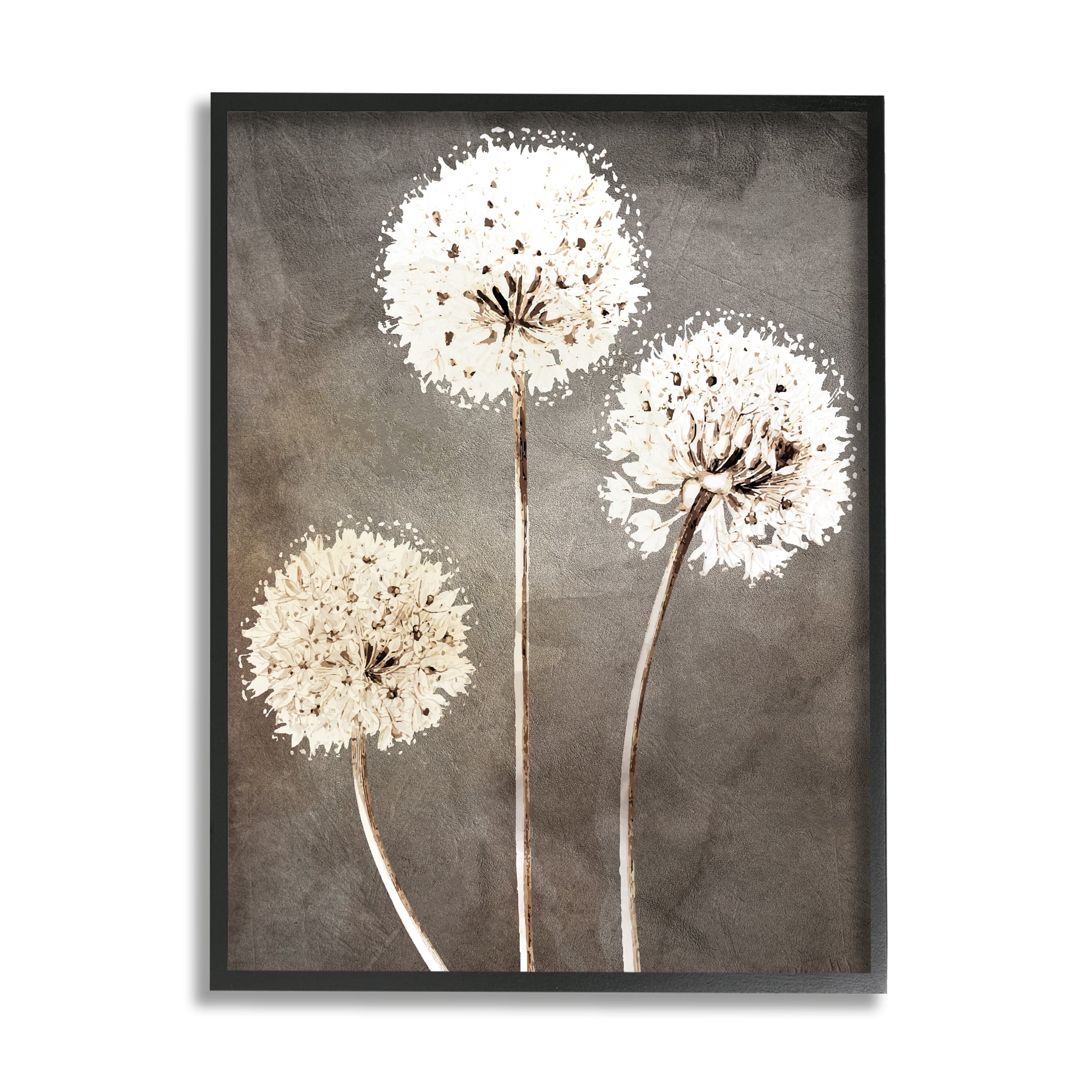 Stupell Industries Fluffy Dandelion Plants Wildflower Botanical Blooms Graphic Art Black Framed Art Print Wall Art, Design by Kim Allen