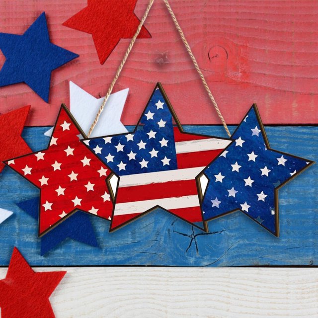 ¡Oferta! Decoración para puerta, letreros para el 4 de julio, letreros de madera con forma de corazón patriótico de EE. UU., letrero de bienvenida con forma de corazón de madera para el Día de la
