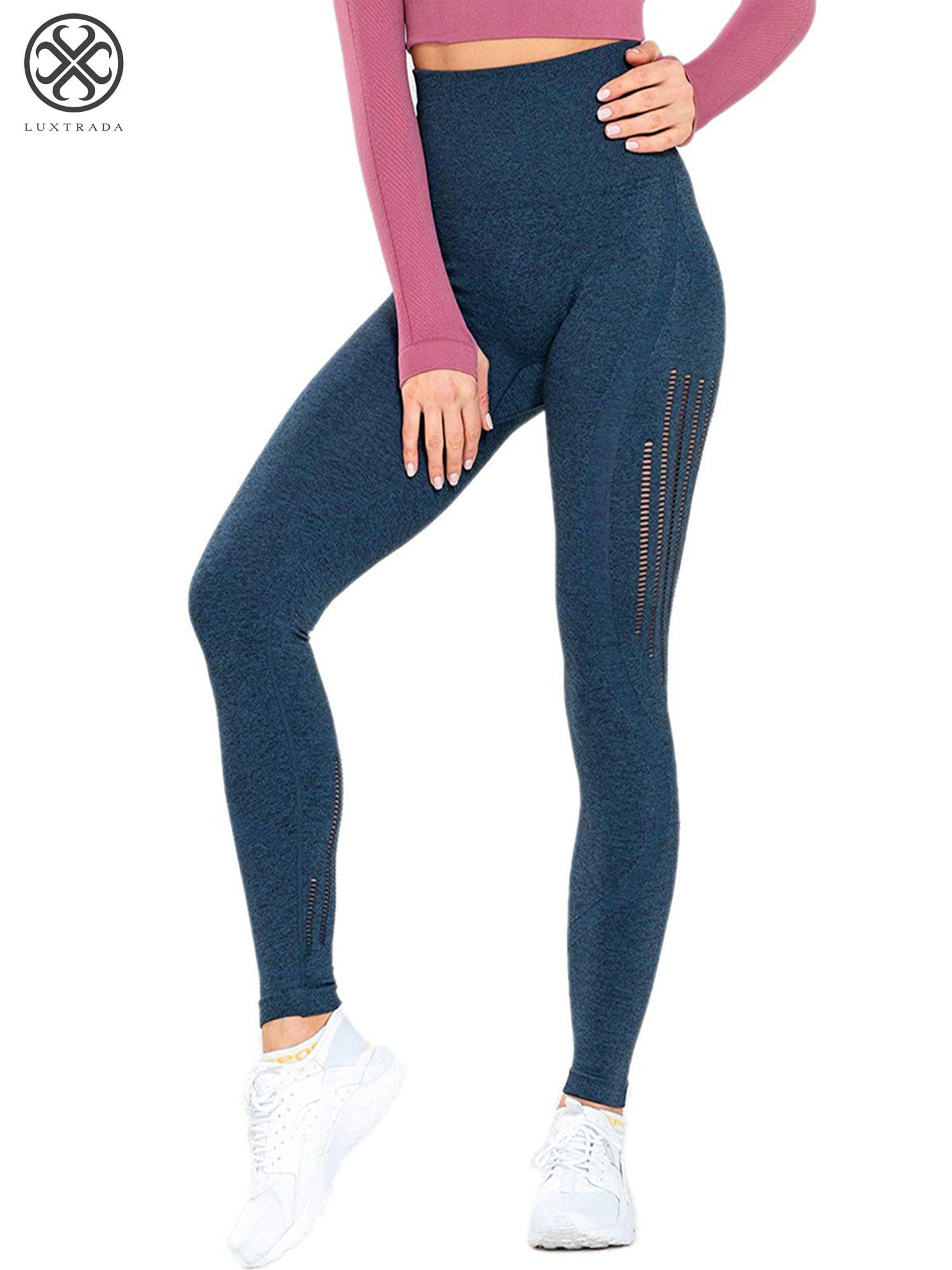 OUGES Womens High Waist Pockets Yoga Pants Running Pants Workout Gym Leggings 
